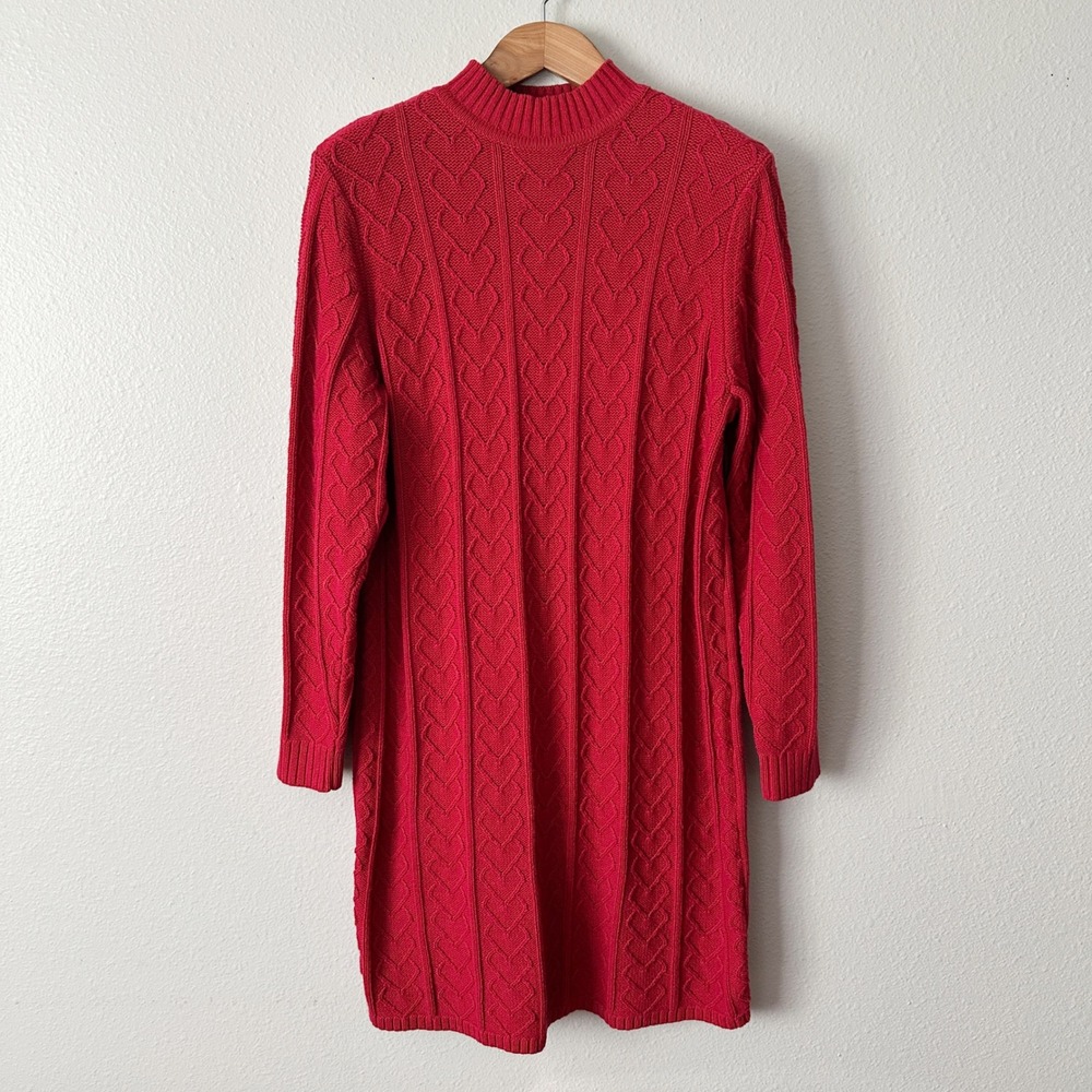 Torrid Red Heart Cable Knit Mock Neck Long Sleeve Sweater Dress Plus Size 1X NEW